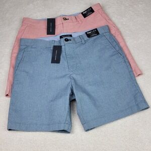 Tommy Hilfiger NEW Men's 33  Blue Pink TH Flex 2 Pack Herringbone 7" Shorts